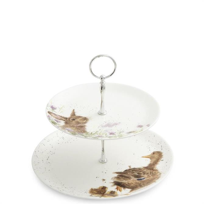 Royal Worcester Wrendale Hare & Duck 2 Tiered Cake Stand
